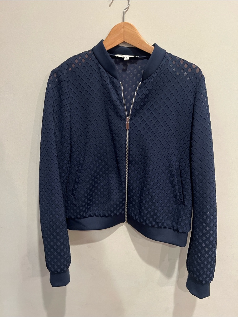 Elizabeth and James Navy Quilted Bomber Jacket
